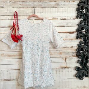 White and light pink sequin Dress